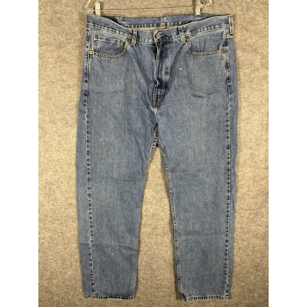 Levis 505 Vintage Orange‎ Tab Blue Light Wash Denim Jeans Straight Reg Fit 40x32